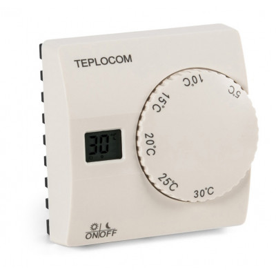 Термостат комнатный TEPLOCOM TS-2AA/8A, проводной, реле 250В, 8А